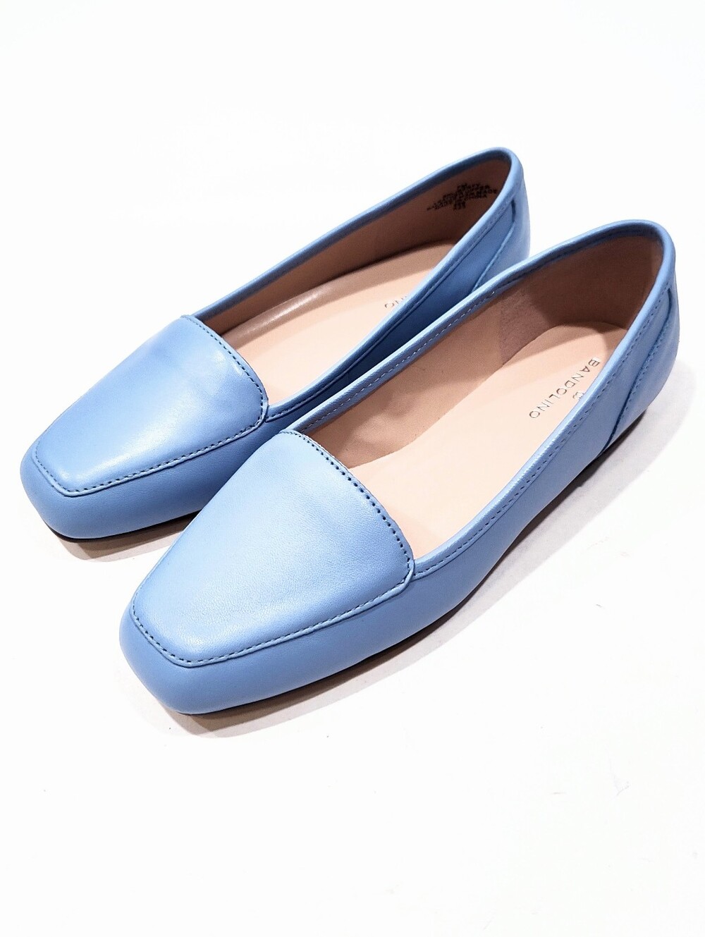 Bandolino Liberty Loafers Womens 7M Leather Square Toe Flats Periwinkle Blue